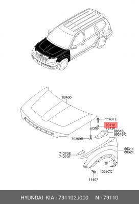 Петля - шарнир открывания капота 791102J000 HYUNDAI KIA