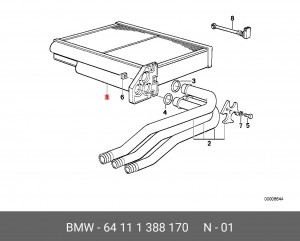 Теплообменник, отопление салона 64 11 1 388 170 BMW