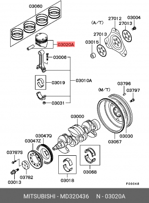 Поршень ДВС с шатуном MD320436 MITSUBISHI