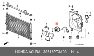 Вентилятор, охлаждение двигателя 38616PT3A03 HONDA