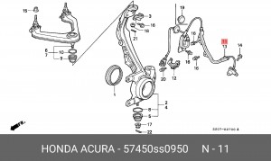 Датчик, частота вращения колеса 57450SS0950 HONDA
