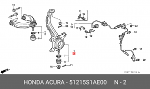 Кулак поворотный (комплект) 51215S1AE00 HONDA