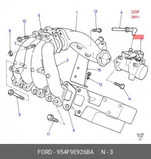 Патрубок дроссельной заслонки 954F-9E926-BA FORD