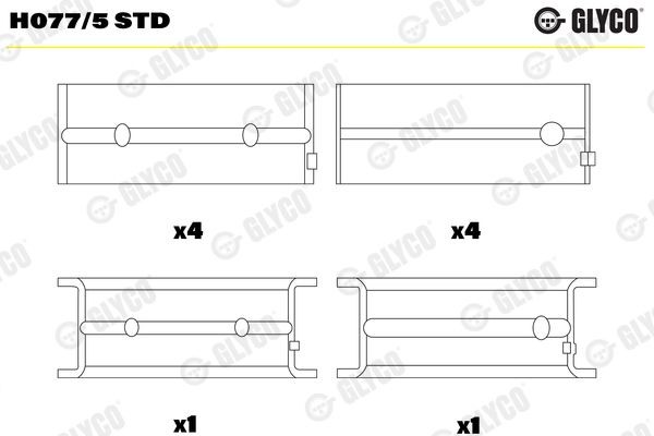 Подшипник коленвала H077/5 STD GLYCO