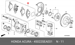 Комплект тормозных колодок, диско 45022-SEA-E01 HONDA