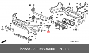 Кронштейн крепления бампера 71198S9A000 HONDA