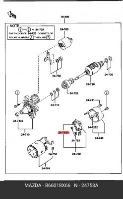 Щеточный узел стартера B660-18-X66 MAZDA