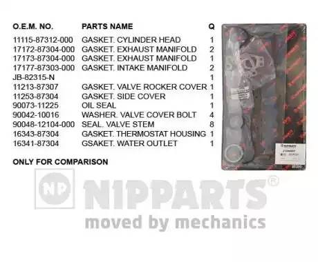 Комплект прокладок, головка цилиндра J1246027 H B JAKOPARTS NIPPARTS