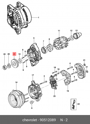 Ременный шкив, генератор 90512089 GENERAL MOTORS