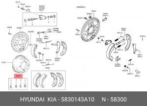 Ремкомплект, колесный тормозной цилиндр 5830143A10 HYUNDAI KIA