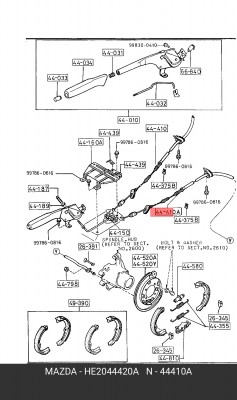 Трос, стояночная тормозная система HE20-44-420A MAZDA
