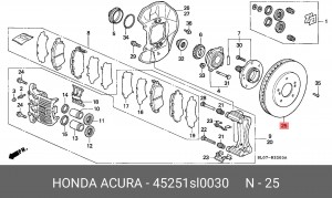 Тормозной диск 45251SL0030 HONDA