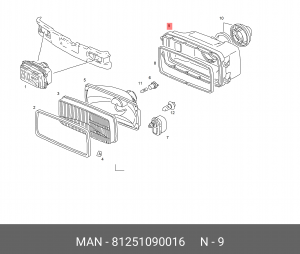 Корпус, основная фара 81251090016 MAN