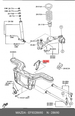 Опора дифференциала EF93-28-690 MAZDA
