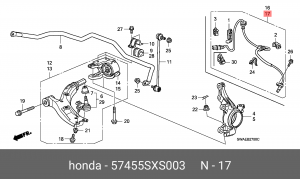 Датчик ABS 57455SXS003 HONDA