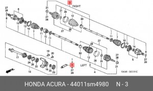 Шарнирный комплект, приводной вал 44011SM4980 HONDA