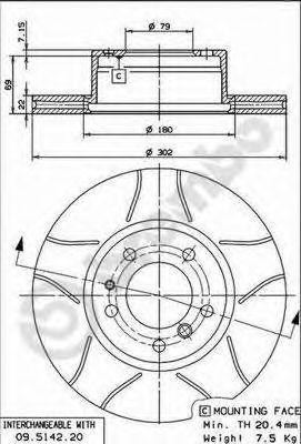 Тормозной диск 09.5142.76 BREMBO