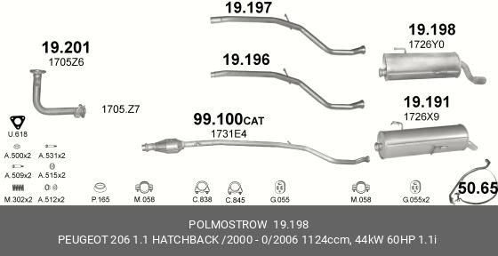Глушитель - задняя часть системы ОГ 19.198 POLMOSTROW