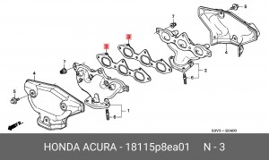 Прокладка, выпускной коллектор 18115P8EA01 HONDA