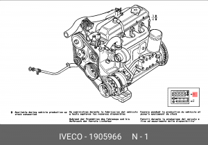 Комплект прокладок, головка цилиндра 1905966 IVECO