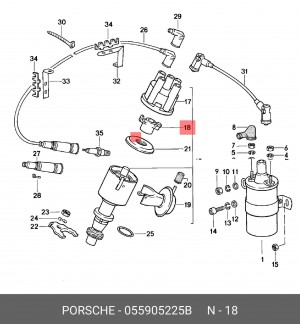 Бегунок распределителя зажигани 055 905 225 B PORSCHE