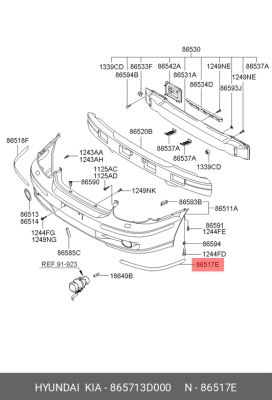Молдинг бампера 865713D000 HYUNDAI KIA