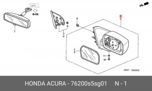 Наружное зеркало 76200S5SG01 HONDA