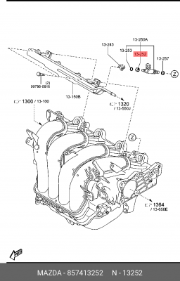 Прокладка, выпускной трубопровод 8574-13-252 MAZDA