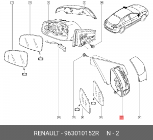 Зеркало заднего вида 963010152R RENAULT