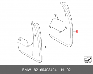 Брызговики (комплект) 82 16 0 403 494 BMW
