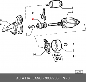 Привод с механизмом свободного хода, стартер 9937705 ALFA FIAT LANCIA