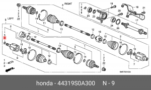 Кольцо стопорное 44319S0A300 HONDA