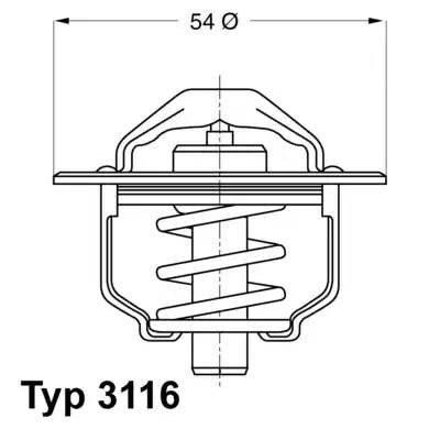 Термостат, охлаждающая жидкость 3116.82D WAHLER