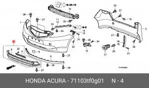 Решетка бампера 71103TF0G01 HONDA