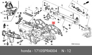 Прокладка, впускной коллектор 17105PR4004 HONDA