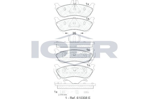Комплект тормозных колодок, диско 181392 ICER