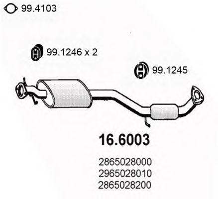 Средний глушитель выхлопных газов 166003 ASSO