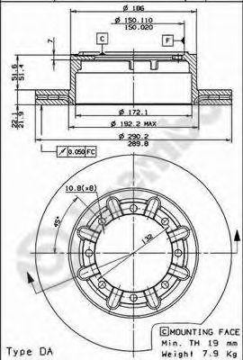 Тормозной диск 09.7263.20 BREMBO