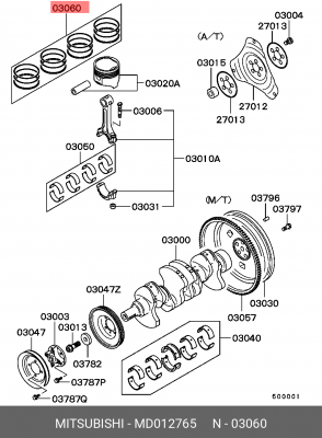 Поршневое кольцо MD012765 MITSUBISHI
