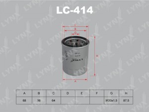 Фильтр масляный двигателя LC-414 LYNXAUTO