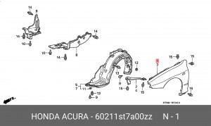 Крыло переднее 60211ST7A00ZZ HONDA