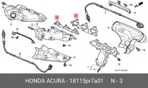 Прокладка, выпускной коллектор 18115PR7A01 HONDA