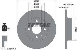 Тормозной диск 92061100 TEXTAR
