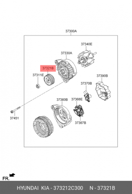 Шкив генератора 373212C300 HYUNDAI KIA