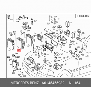 Блок управления, система впрыска A 014 545 59 32 MERCEDES BENZ