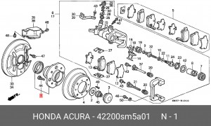 Комплект подшипника ступицы колеса 42200SM5A01 HONDA