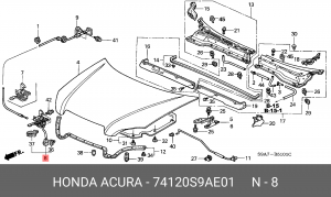Замок капота 74120S9AE01 HONDA