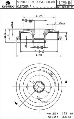 Тормозной барабан 14.7250.10 BREMBO