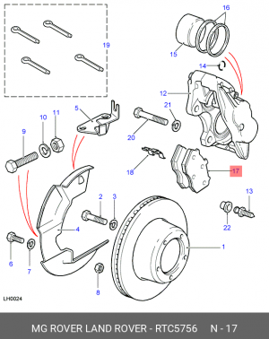 Комплект тормозных колодок, диско RTC5756 MG ROVER LAND ROVER
