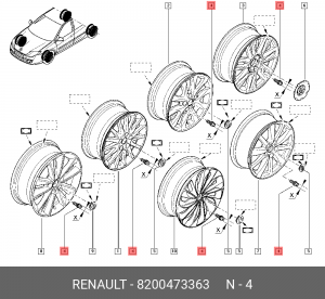 Болт - шпилька крепления колеса 8200473363 RENAULT